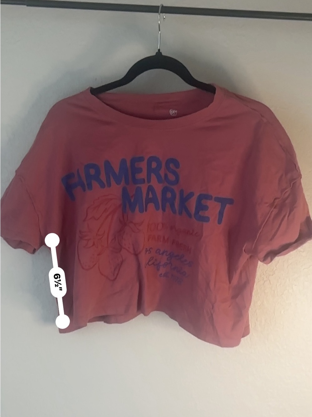 Rose Pink 'Farmers Market' Graphic Crop Tee